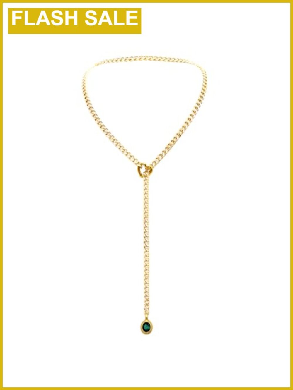 Gold Plated Cuban Chain Necklace with Heart O-Ring Crystal Pendant Adjustable